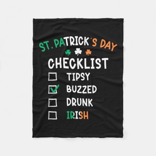 Grappige St. Patrick's Dag Checklist 3 Fleece Deken (Voorkant)