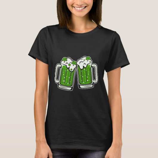 Grappige St. Patrick's Dag Drinkende Ierse Klaver T-shirt (Voorkant)