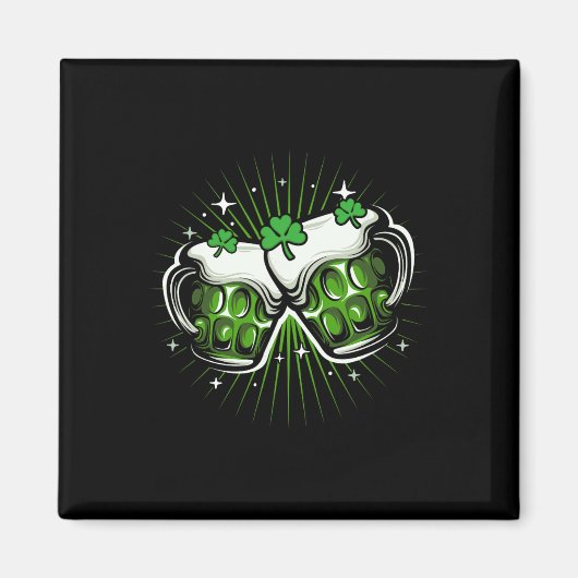 Grappige St. Patricks Dag Drinkende Ierse Shamrock Magneet (Voorkant)
