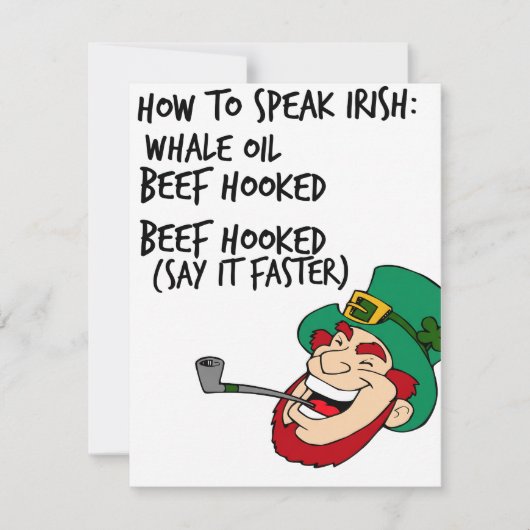 Grappige St. Patrick's Dag Ierse Accent Feestdagenkaart (Voorkant)