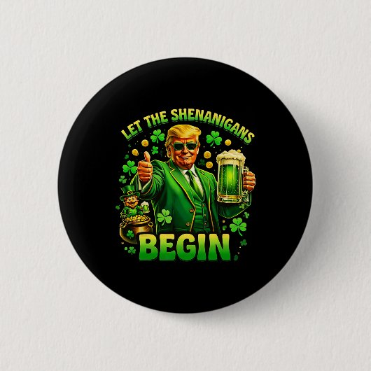Grappige St. Patricks Dag Trump Laat De Schelmenst Ronde Button 5,7 Cm (Voorkant)