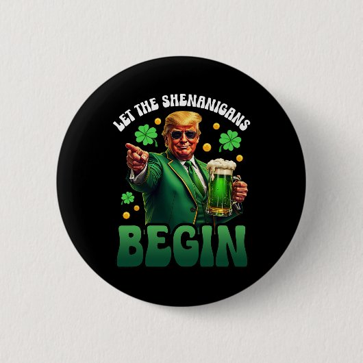 Grappige St. Patricks Dag Trump Laat De Schelmenst Ronde Button 5,7 Cm (Voorkant)
