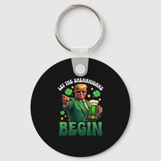 Grappige St. Patricks Dag Trump Laat De Schelmenst Sleutelhanger (Voorkant)