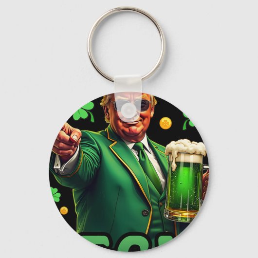 Grappige St. Patricks Dag Trump Laat De Schelmenst Sleutelhanger (Voorkant)
