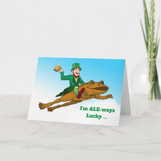 Grappige St. Patrick's Day Ale altijd Lucky Leprec Kaart (Voorkant)