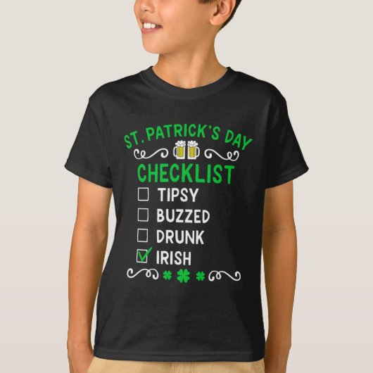 Grappige St. Patrick's Day Checklist 1 T-shirt (Voorkant)