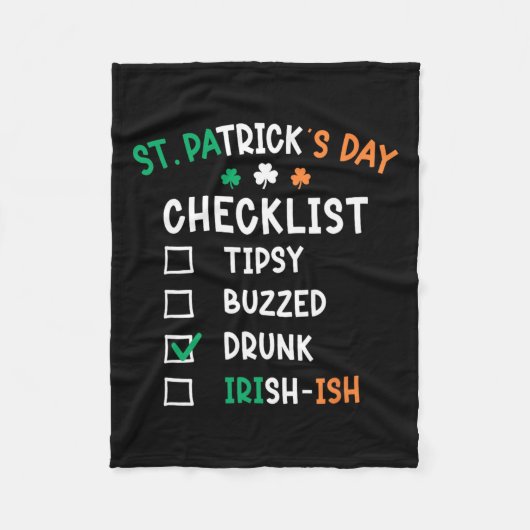 Grappige St. Patrick's Day Checklist 2 Fleece Deken (Voorkant)