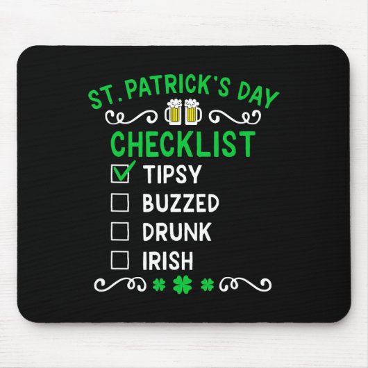 Grappige St. Patrick's Day Checklist Muismat (Voorkant)