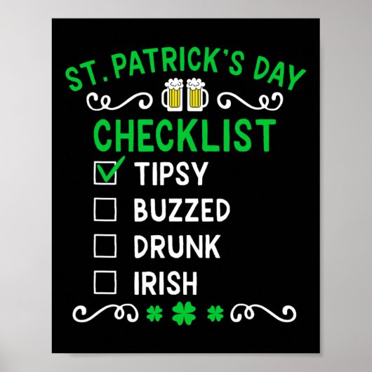 Grappige St. Patrick's Day Checklist Poster (Voorkant)