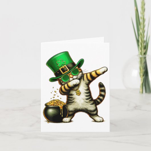 Grappige St Patrick's Day Dabbing Cat St Paddy fam Kaart (Voorkant)