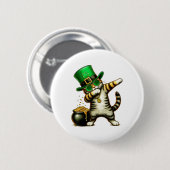 Grappige St Patrick's Day Dabbing Cat St Paddy fam Ronde Button 5,7 Cm (Voorkant /achterkant)