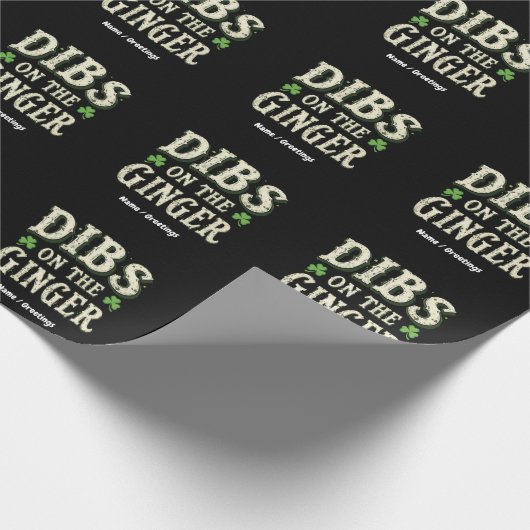Grappige St. Patrick's Day "Dibs on the Ginger" Cadeaupapier (Hoek)