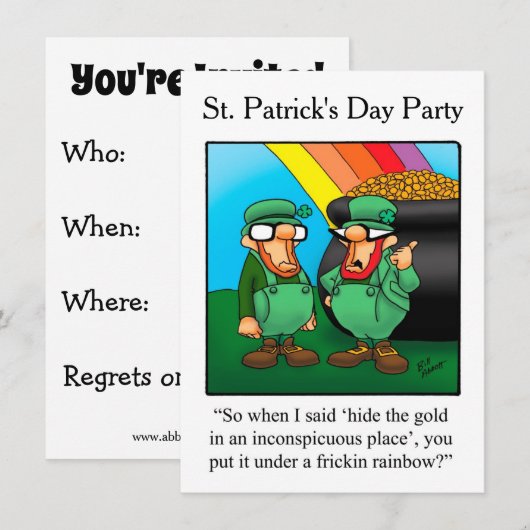 Grappige St. Patrick's Day-feestuitnodigingen Kaart (Voorkant / Achterkant)