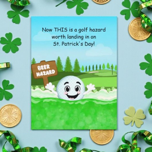 Grappige St. Patrick's Day-golf met golfbal bier Briefkaart