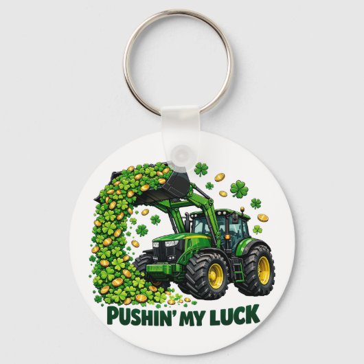 Grappige St. Patrick's Day grappige Tractor Sleutelhanger (Voorkant)