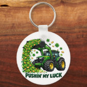 Grappige St. Patrick's Day grappige Tractor Sleutelhanger (Voorkant)