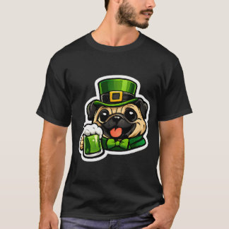 Grappige St. Patrick's Day Hond Drinkt Groene Bier T-shirt