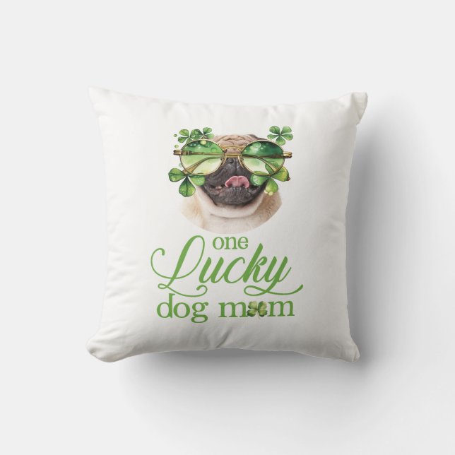 Grappige St Patrick's Day Hond Mam Custom Foto Kussen (Voorkant)