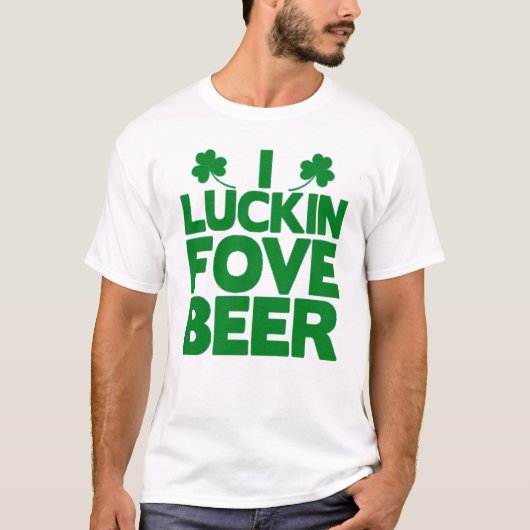 Grappige St. Patrick's Day I Love Beer Shamrock Gr T-shirt (Voorkant)
