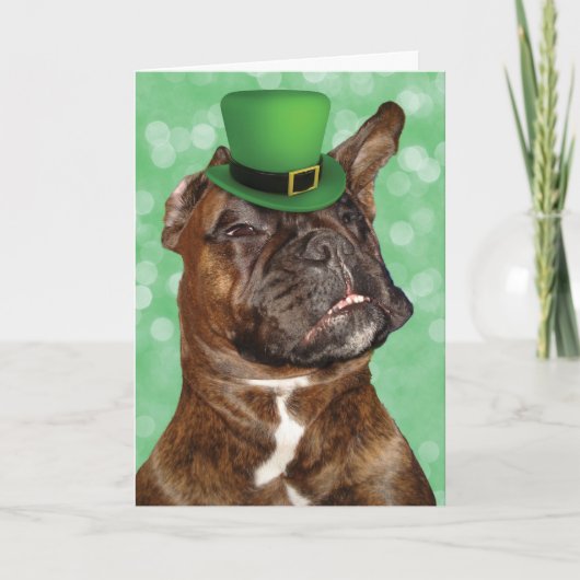Grappige St. Patrick's Day Ierse Boxer Hond Kaart (Voorkant)