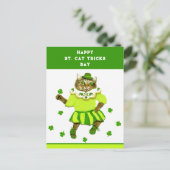Grappige St. Patrick's Day Kat Briefkaart (Staand voorkant)