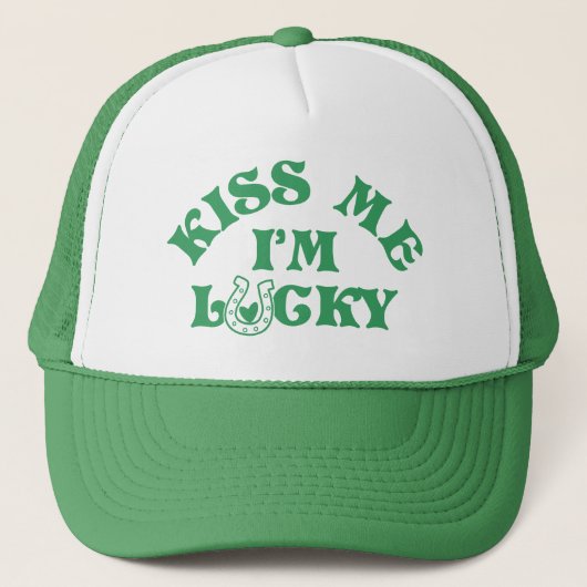 Grappige St Patricks Day Kiss Me I'm Lucky Group Trucker Pet (Voorkant)