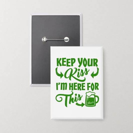 Grappige St. Patrick's Day Kus Button (Voorkant / Achterkant)