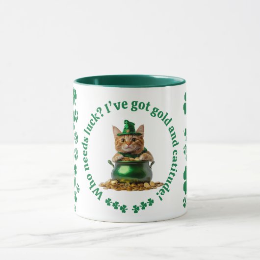 Grappige St. Patrick's Day Mok - Leprechaun Cat (Midden)