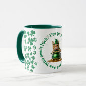 Grappige St. Patrick's Day Mok - Leprechaun Cat (Voorkant links)