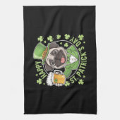 Grappige St. Patrick's Day-pug met bierpul Theedoek (Verticaal)