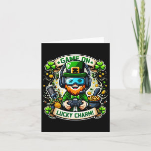 Grappige St Patrick's Day Retro Video Gamer Dabbin Kaart