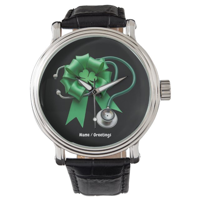 Grappige St Patrick's Day Shamrock & Coquette Nurs Horloge (Voorkant)