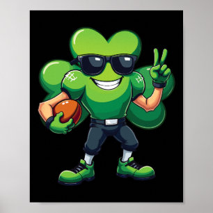 Grappige St. Patrick's Day Shamrock Speelt Voetbal Poster