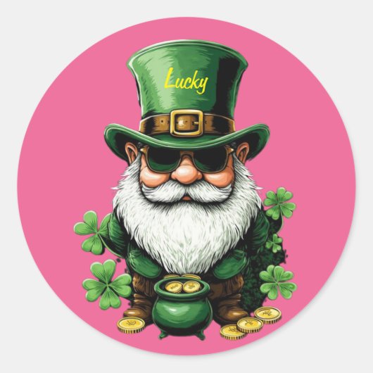 Grappige St. Patrick's Day Sticker met Leprechaun (Voorkant)