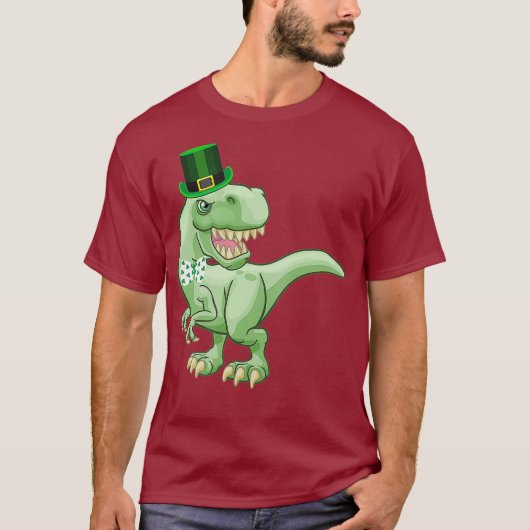 Grappige St Patricks Day Tree Ierse Dinosaurus Met T-shirt (Voorkant)