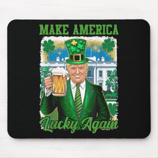 Grappige St Patrick's Day Trump Witte Huis Iers bi Muismat (Voorkant)