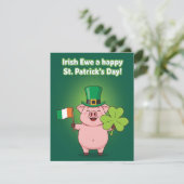 Grappige St. Patrick's Day varkenskaart Feestdagenkaart (Staand voorkant)