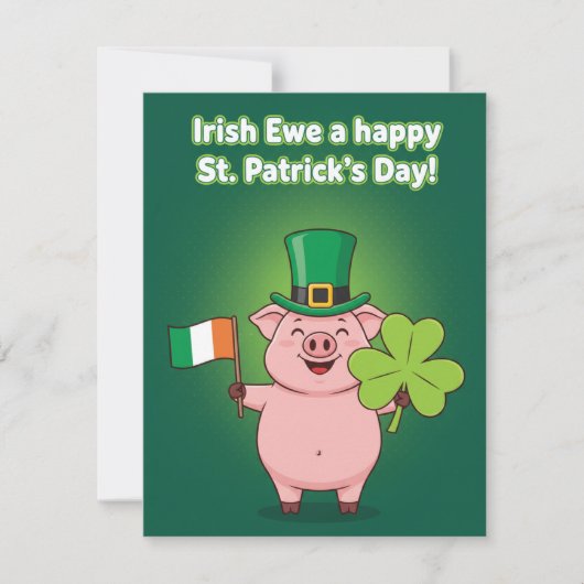 Grappige St. Patrick's Day varkenskaart Feestdagenkaart (Voorkant)