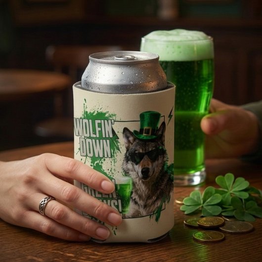 Grappige St. Patrick's Day Wolf Blikkoeler Blikjeskoeler
