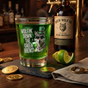 Grappige St. Patrick's Day Wolf Ierse Feest Favor Shot Glas