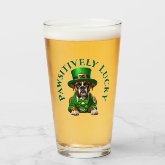 Grappige St Patrick's Dog Pawsitief Gelukkig Glas (Voorkant gevuld)