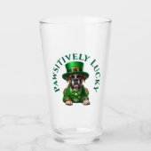 Grappige St Patrick's Dog Pawsitief Gelukkig Glas (Voorkant)