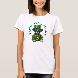 Grappige St Patrick's Dog Pawsitief Gelukkig T-shirt