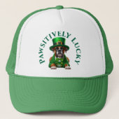 Grappige St Patrick's Dog Pawsitief Gelukkig Trucker Pet (Voorkant)
