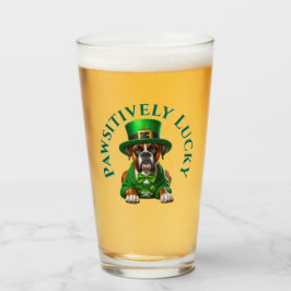 Grappige St. Patrick's Hond Pawsitief Gelukkig Glas