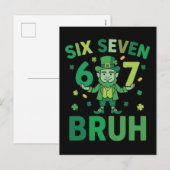 Grappige St. Patricksdag 2026 – Six Seven 67 Bruh  Feestdagenkaart (Voorkant / Achterkant)