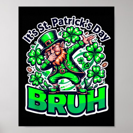 Grappige st patricksdag bruh kabouter dabbing Iers Poster (Voorkant)