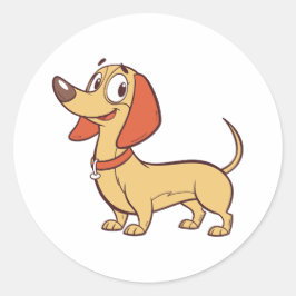Grappige staande teckel Cartoon Ronde Sticker