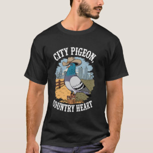 Grappige Stad Duif Land Hart Cowboy Vogel Liefhebb T-shirt