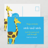 Grappige Standaard Blauwe Gele Giraffe Briefkaart (Voorkant / Achterkant)